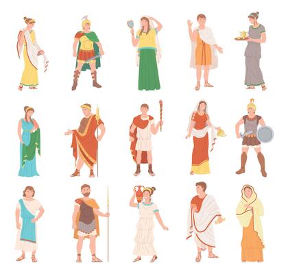 Roman People in Traditional Clothes as Ancient Rome Citizen Set