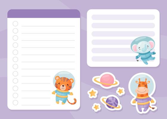Space Animal in Spacesuit Note Card Design Template
