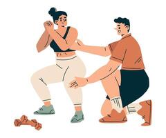 Sport with Woman Character Squat Engaged in Physical Activity Illustration vector