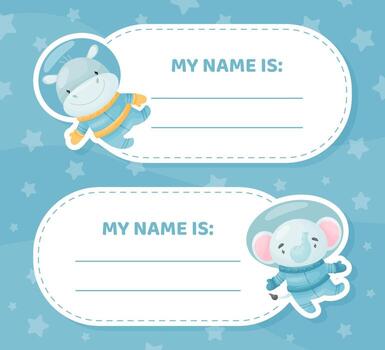 Space Animal in Spacesuit Name Card Design Template vector