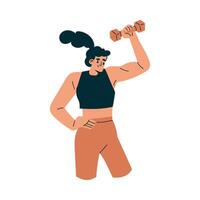 Sport with Woman Character Lift Dumbbell Engaged in Physical Activity Illustration vector