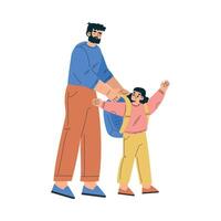 Girl Schoolkid Character Going to School with Dad Illustration vector