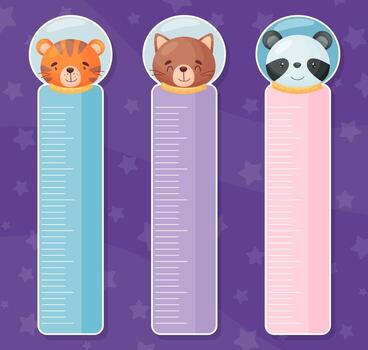 Space Animal in Spacesuit Height Meter Design Template vector