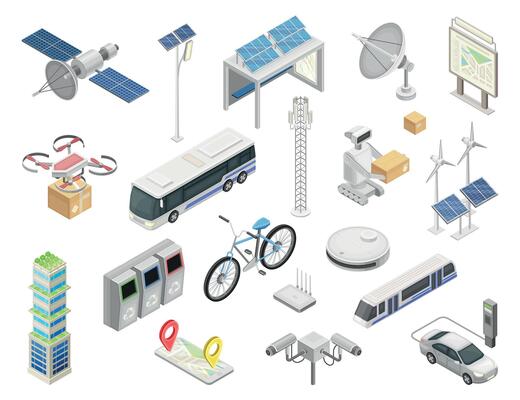 Smart City Innovation and Technology Isometric Set