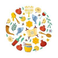 Symbols for Jewish New Year celebration vector