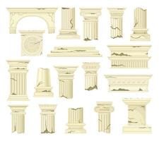 Ancient columns with cracks and designs vector