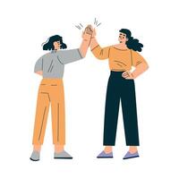Woman Give High Five as Successful Partnership and Teamwork Gesture Illustration vector