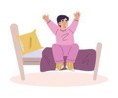 Boy Character Wake Up in the Morning Have Schedule and Daily Routine Activity Illustration vector