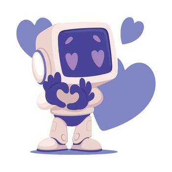 robot personaje espectáculo amor gesto como inteligente androide asistente máquina ilustración vector