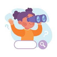 Search with Girl with Browser Field and Binocular Illustration vector