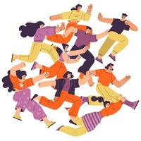 Dynamic illustration of people running vector