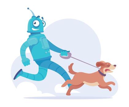 robot caminando perro como inteligente androide asistente máquina ilustración vector