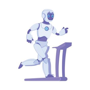 robot correr rueda de andar como inteligente androide asistente máquina ilustración vector