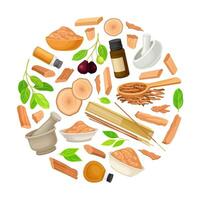 various natural healing ingredients vector