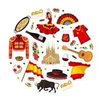 Spanish culture food and dance representation vector