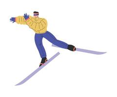 Man Skiing Downhill in Goggles in Winter Illustration vector