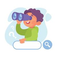 Search with Boy with Browser Field and Binocular Illustration vector
