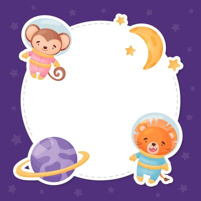 Space Animal in Spacesuit Banner Design Template