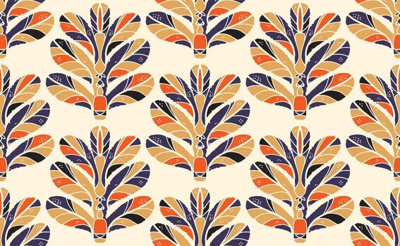 a colorful pattern with leaves on it vector