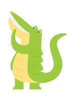 Funny wild animal flat icon Cute crocodile vector