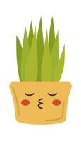 Green snake plant in cute ceramic pot flat icon Houseplant vector