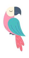 Cute tired bird flat icon Sleeping parrot vector