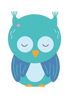 Funny owl flat icon Sleeping bird vector