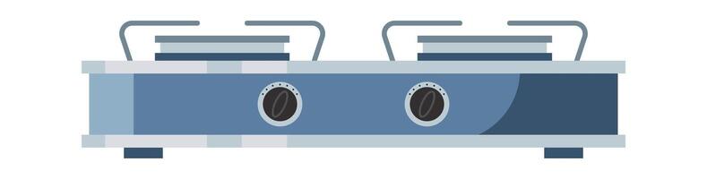 Gas camp burner flat icon Two hotplates for cooking vector