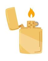 Lighter flat icon Flame on steel incendiary device Flat Illustration Icon vector