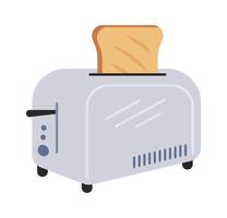 Steel kitchenware for toast preparation flat icon Toaster vector