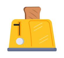 Yellow steel toaster for food preparation flat icon vector