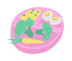 Balanced nutrition flat icon Vegetables and fried eggs vector