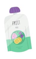 Fruit puree flat icon Baby food Balanced nutrition vector