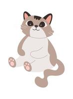 Cute cat sitting flat icon Funny domestic animal Illustration vector
