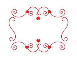 Square frame with hearts and curls flat icon Wall decor Flat Illustration Icon vector