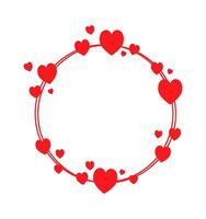 Cute circle frame with hearts flat icon Decor element vector