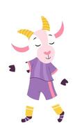 Funny goat in uniform flat icon Football player Illustration vector