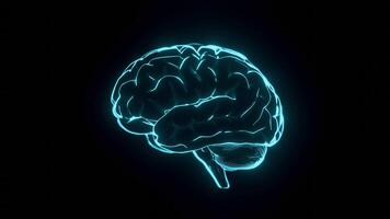 Neon Brain Rotation - Futuristic Glowing Loop Animation Overlays. 3D rendering video