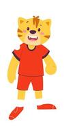 Funny tiger flat icon Football player in uniform vector