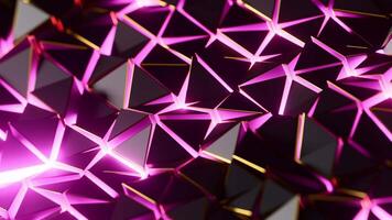 Pink Geometric Glow - Abstract 3D Loop Animation with Neon and Gold Accents. 3D rendering video