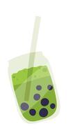 Bubble tea with matcha powder flat icon vector
