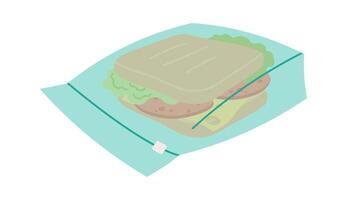 Tasty sandwich in plastic package flat icon vector