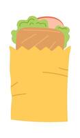 Tasty sandwich in paper package flat icon vector