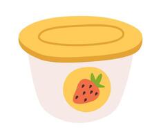 Tasty strawberry puree flat icon Plastic lunch box vector