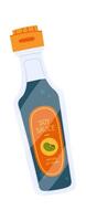Soy sauce in glass bottle flat icon Organic food vector