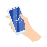 Successful payment on smartphone flat icon Banking transaction vector