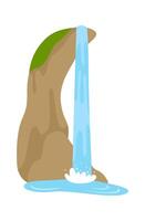 Waterfall flat icon Moving water from high rock vector
