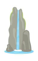 Waterfall flat icon Motion water from rock Tropical landscape Illustration vector