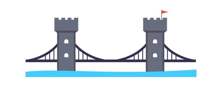 Bridge construction between two coasts flat icon Architecture element Icon vector