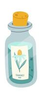 Essential oil in glass bottle flat icon Aromatherapy vector